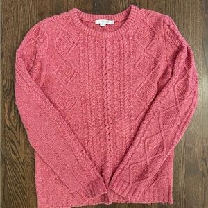 Boden Pink Cable Knit Crewneck Sweater